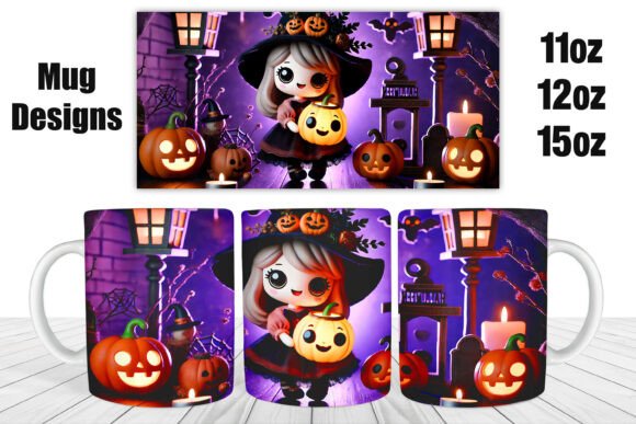 Download Cute Witch Doll 11Oz, 12Oz 15Oz Mug Wrap - Doll Collection