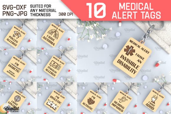 Download Medical Alert Tags Laser Cut Bundle - Alert Collection