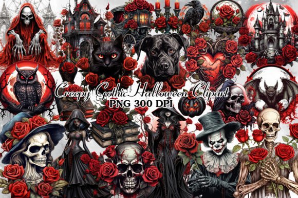 Download Creepy Gothic Halloween Clipart Bundle - Gothic halloween Collection