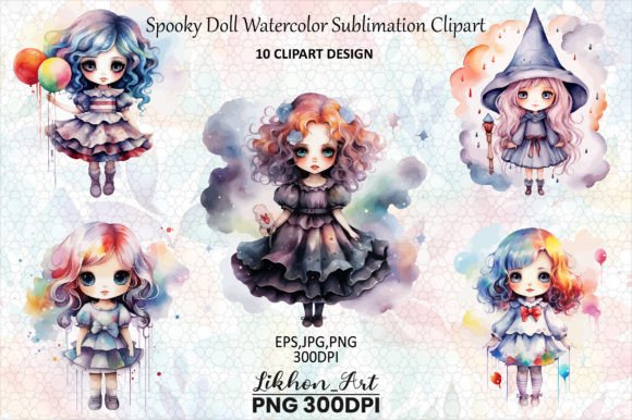 Download Spooky Doll Watercolor Sublimation - Doll Collection