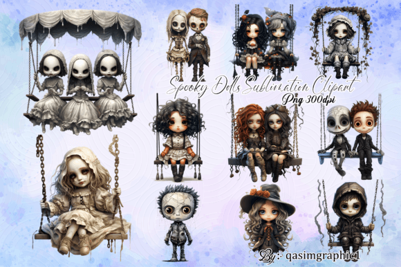 Download Spooky Doll Sublimation Clipart Bundle - Doll Collection