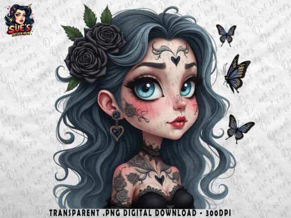 Download Gothic Doll with Black Roses &amp; Tattoos - Doll Collection